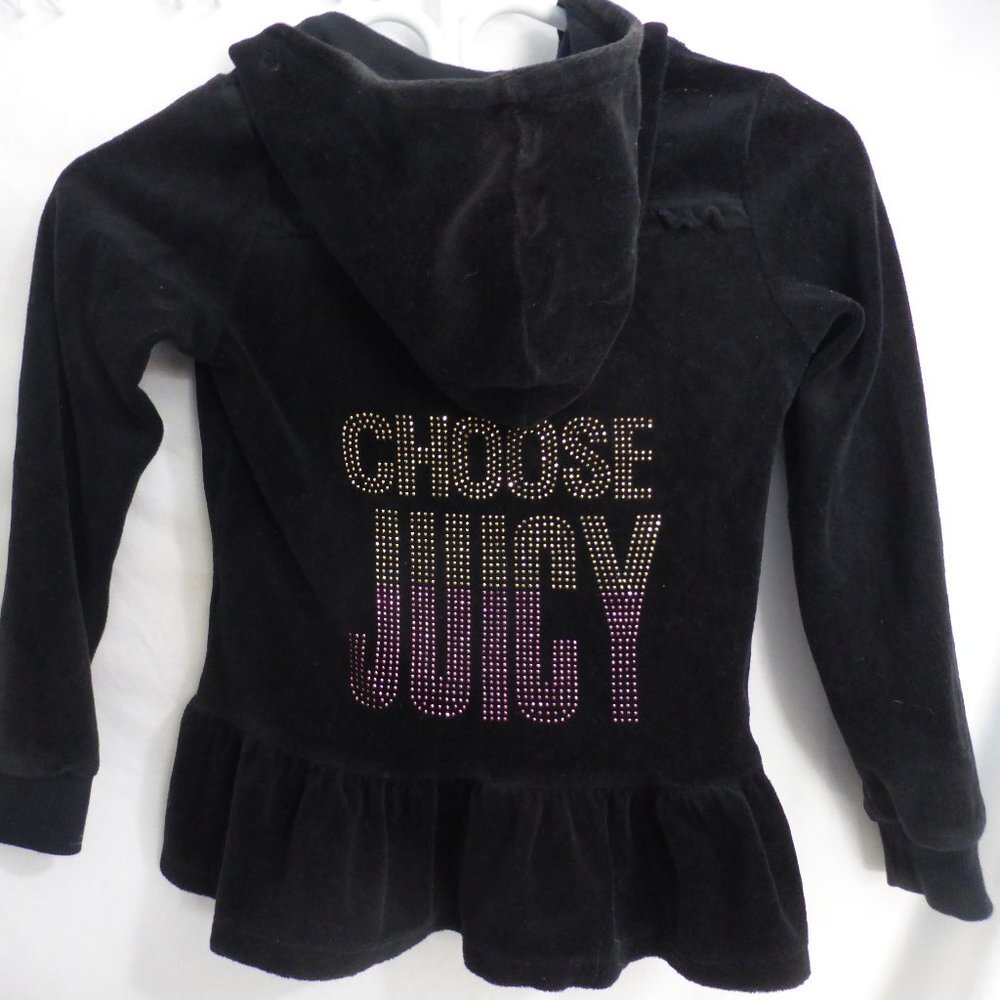 JUICY COUTURE, 6x, black velour zip up hoodie, jacket, GUC
